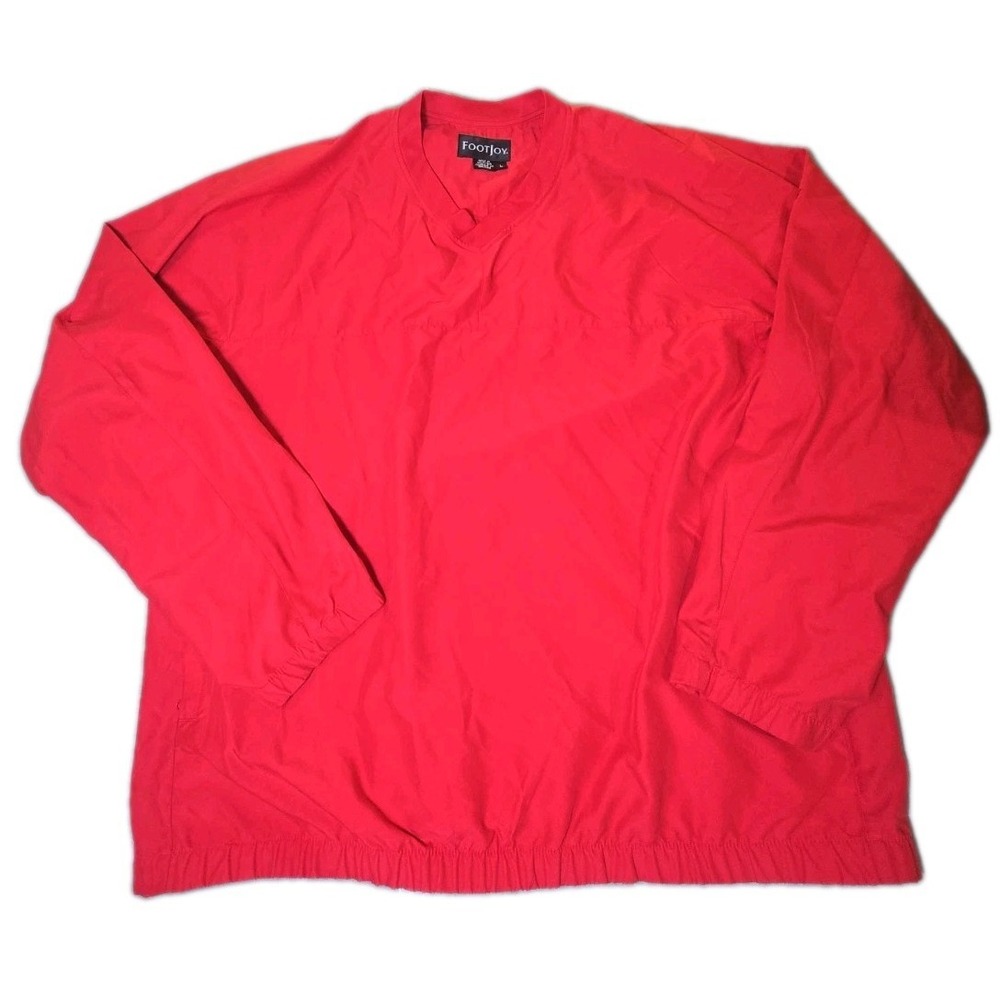 FootJoy Golf Shirt Mens Large Red Windbreaker Pullover Long Sleeve Windshirt L